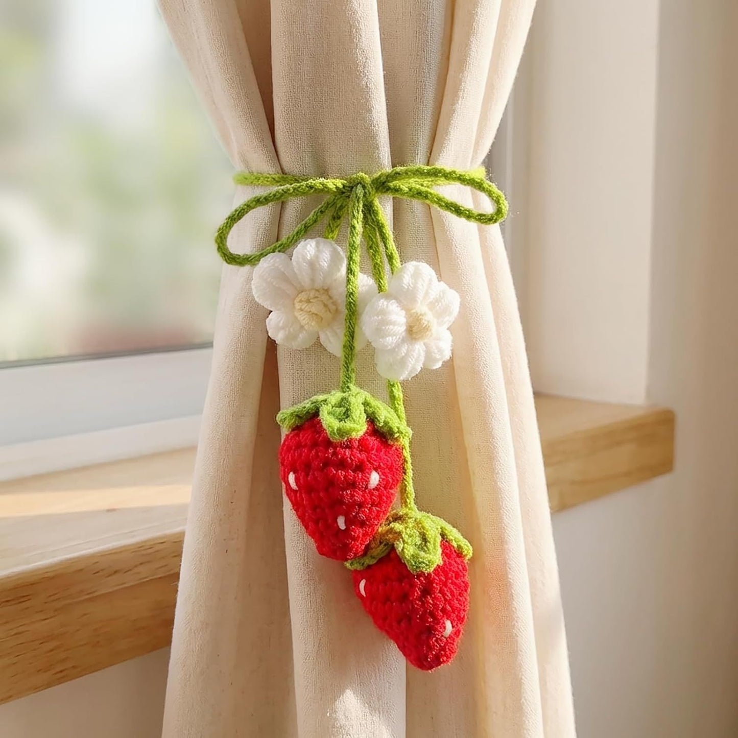 Handmade Crochet Red Strawberry and Flower Car — view 4