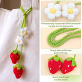 Handmade Crochet Red Strawberry and Flower Car — view 6