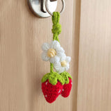 Handmade Crochet Red Strawberry and Flower Car — view 7
