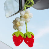 Handmade Crochet Red Strawberry and Flower Car — view 9