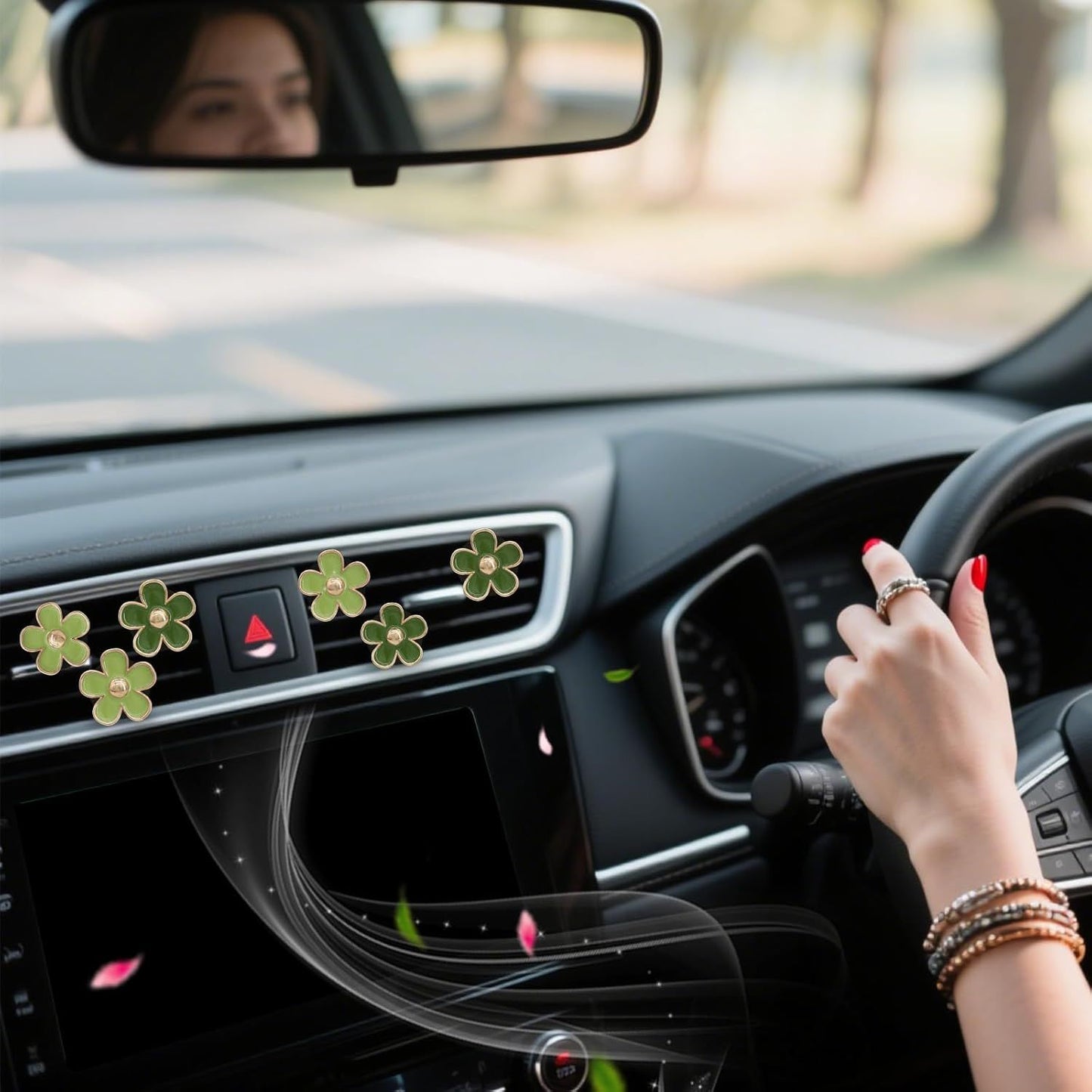Green Flower Car Decor — view 3