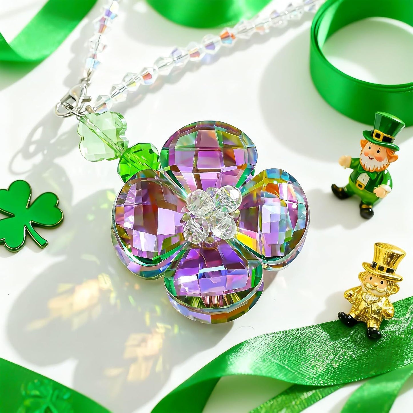Crystal Four Leaf Clover Car Rear View — view 9