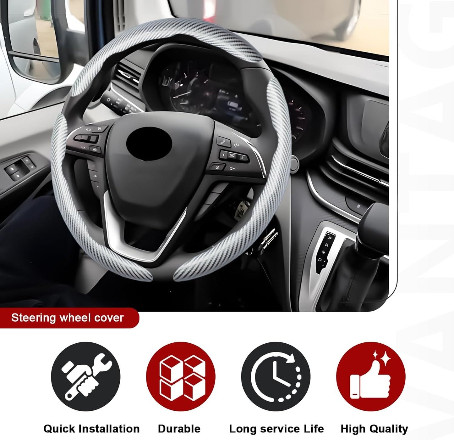 3-pack carbon fibre steering wheel cover — view 6