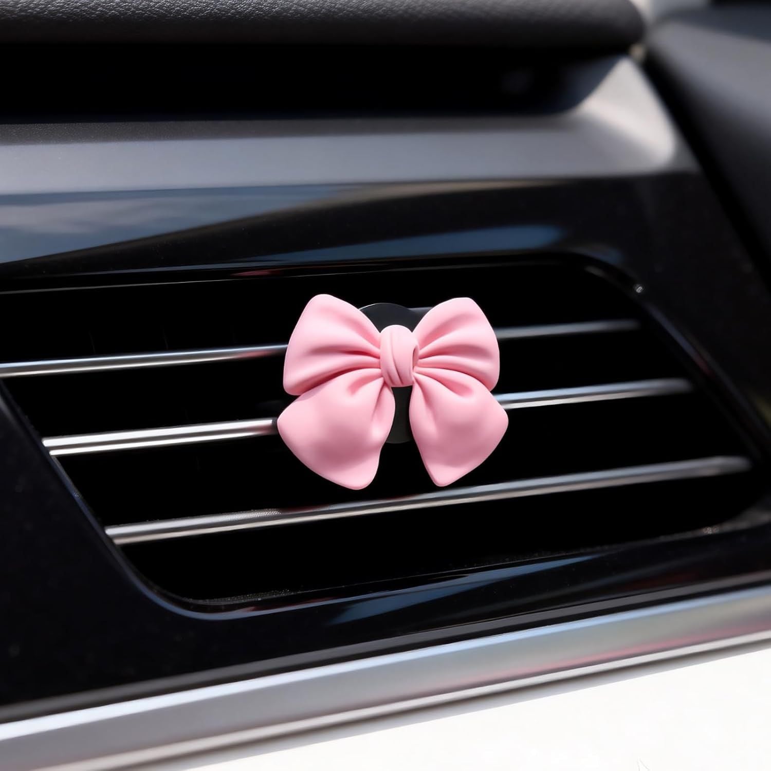 6-pack pink bow car air vent clips — view 3