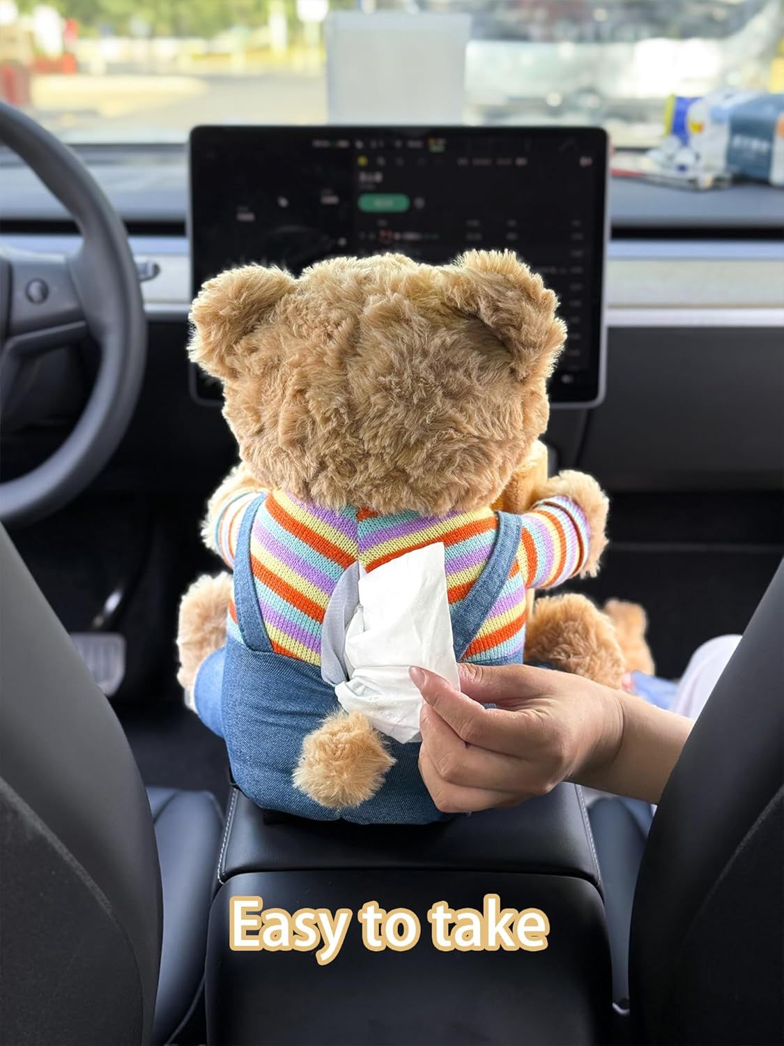 Cute car rubbish bin with tissue holder bear — view 4