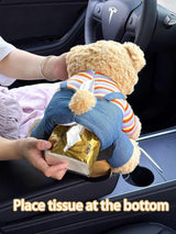 Cute car rubbish bin with tissue holder bear — view 5
