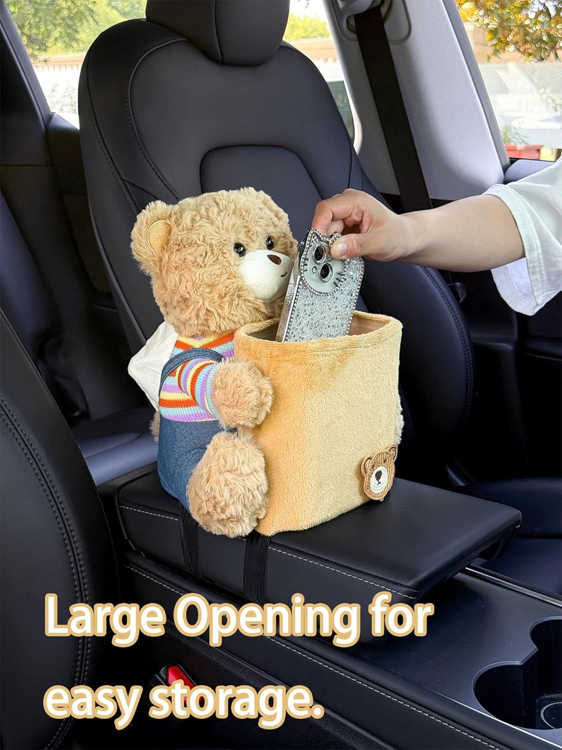 Cute car rubbish bin with tissue holder bear — view 6