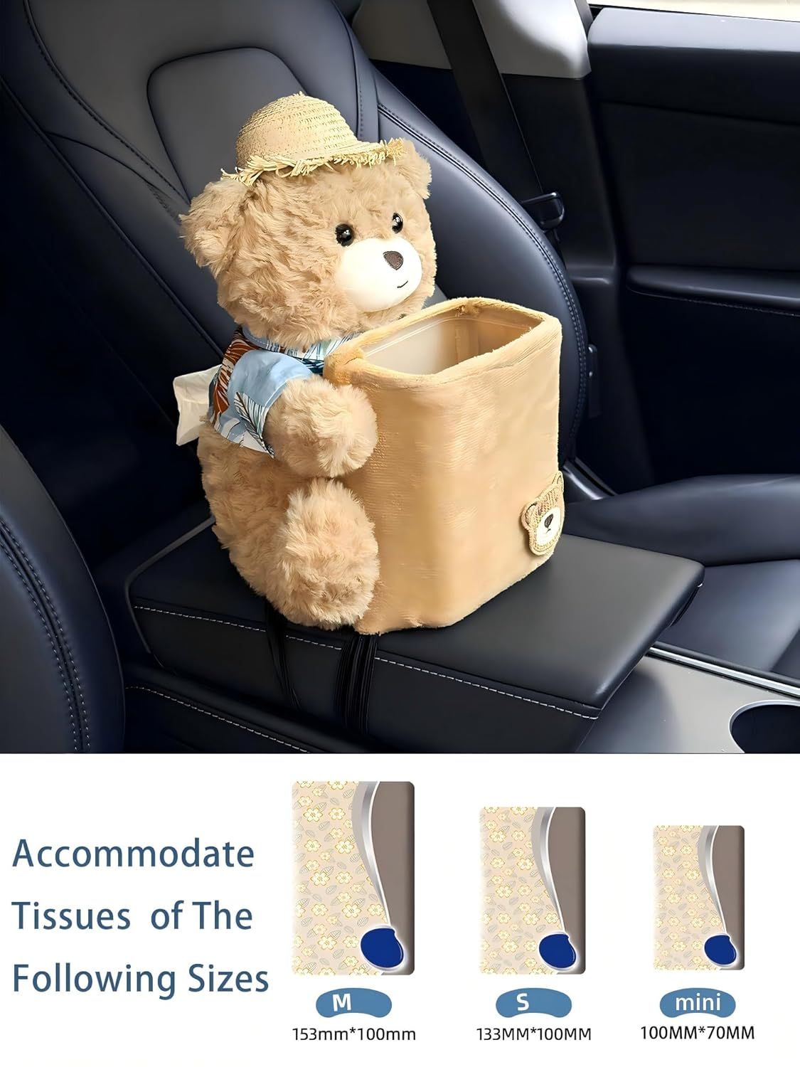 Cute plush 2-in-1 car tissue box teddy bear — view 3