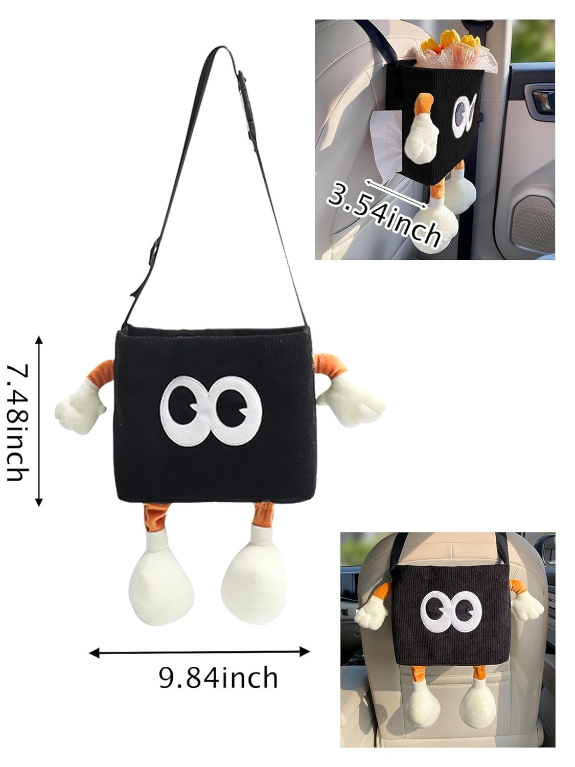 Cute 2-in-1 car rubbish bin and tissue holder — view 3
