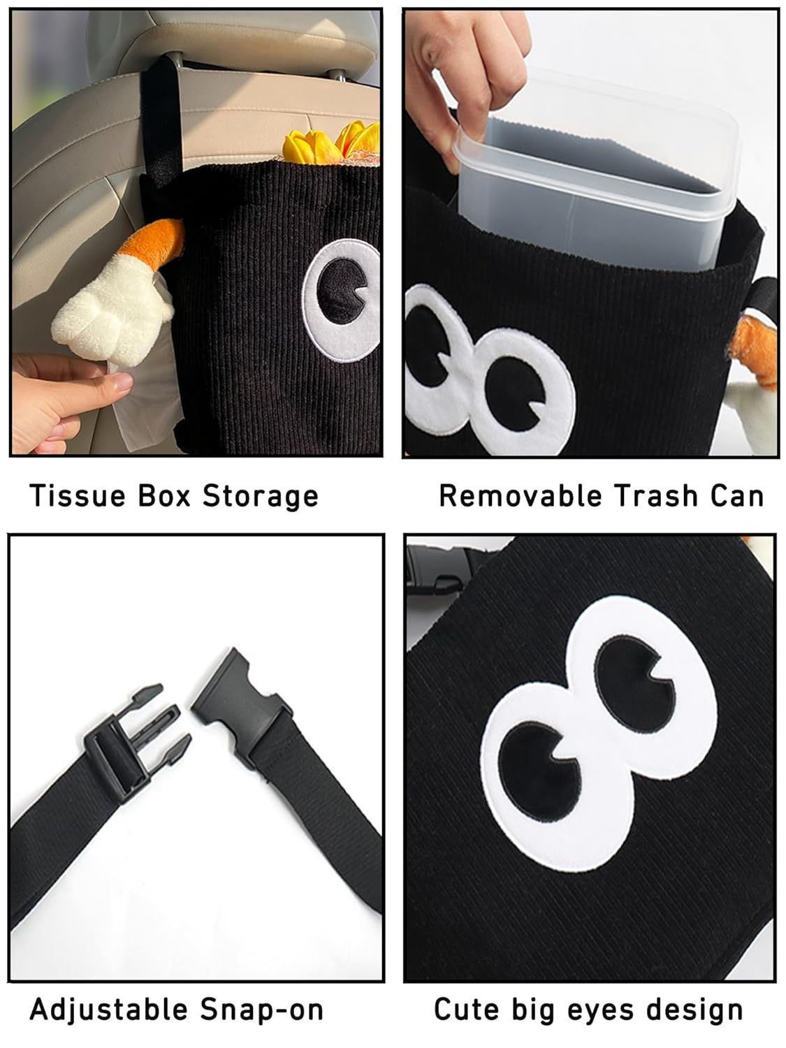Cute 2-in-1 car rubbish bin and tissue holder — view 4