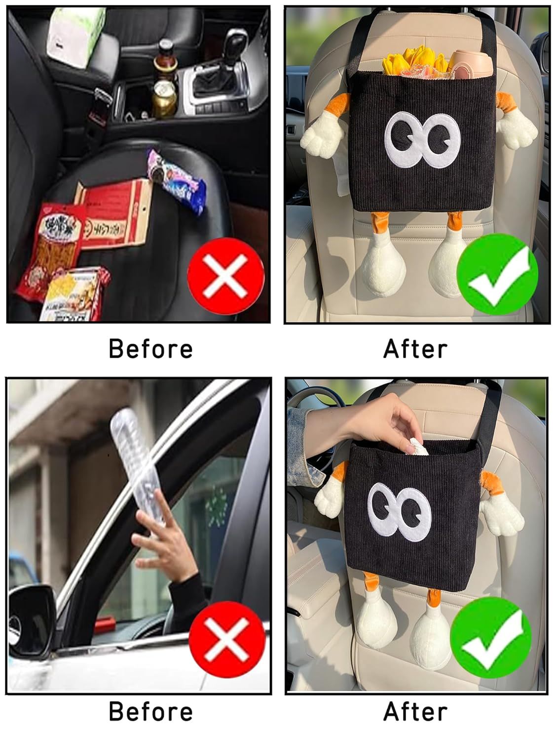 Cute 2-in-1 car rubbish bin and tissue holder — view 6
