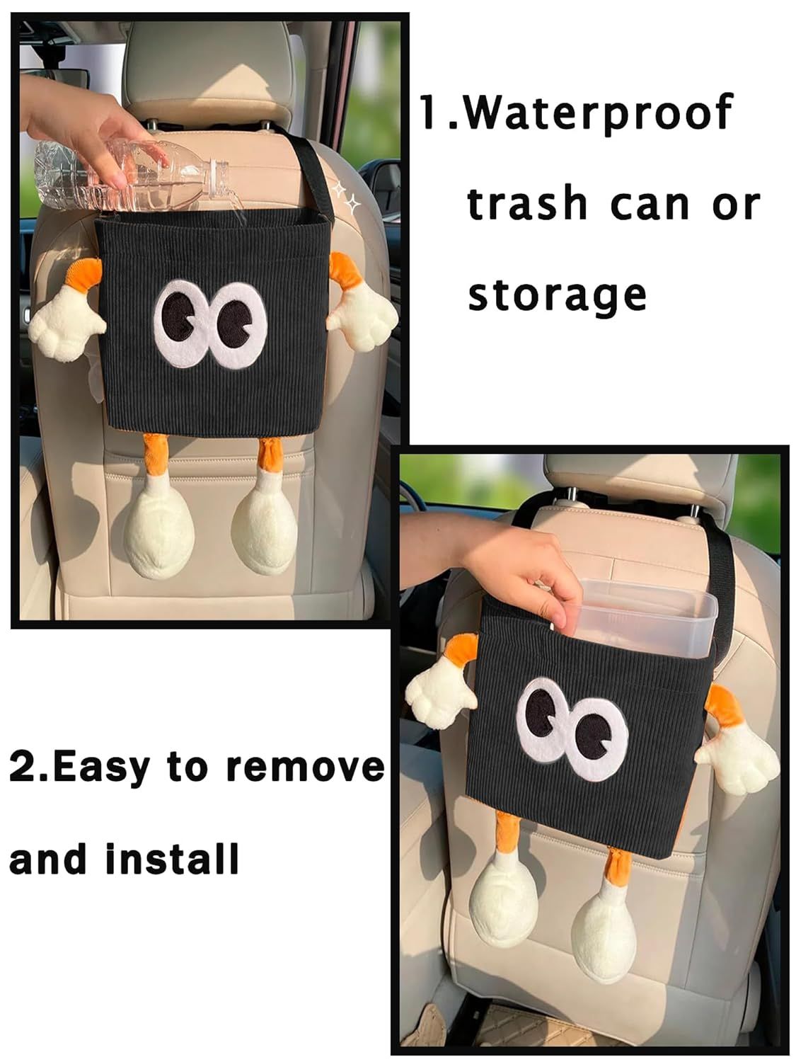 Cute 2-in-1 car rubbish bin and tissue holder — view 7