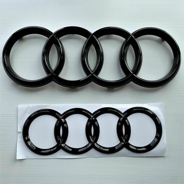 Gloss black Audi rings emblem set — view 2