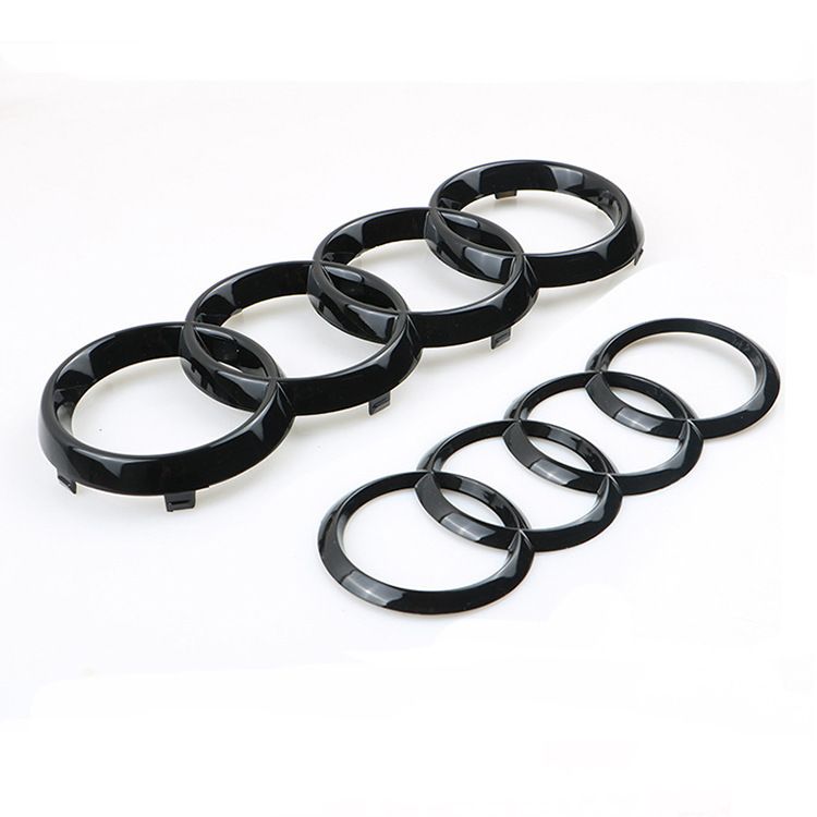 Gloss black Audi rings emblem set — view 3