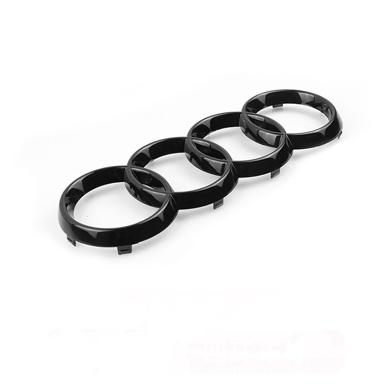 Gloss black Audi rings emblem set — view 4