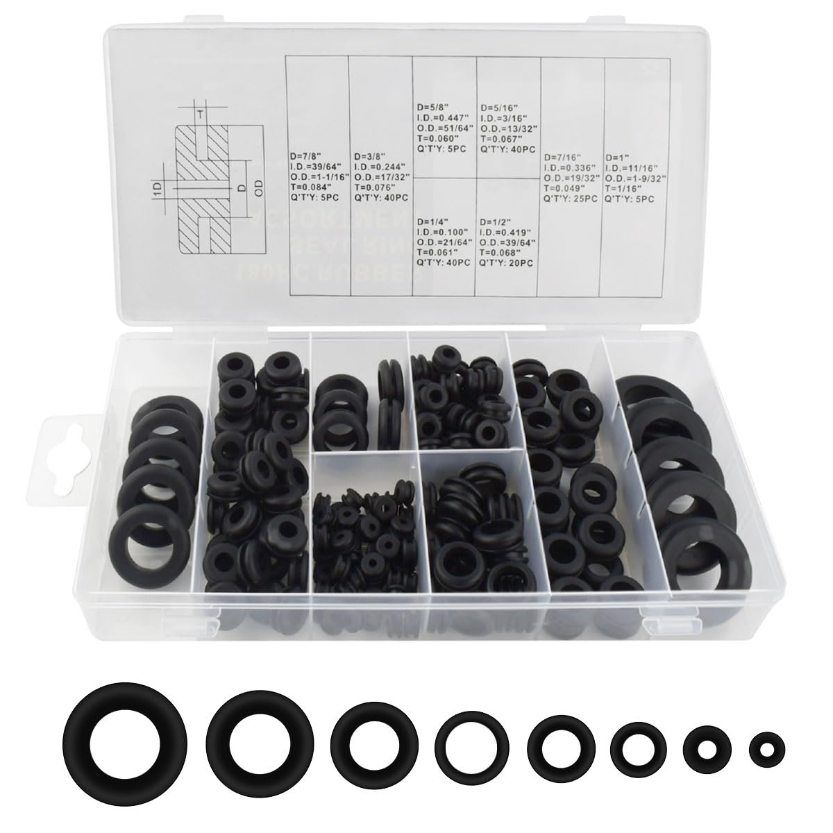 180 Pcs Assorted Rubber Grommet Kit — view 2