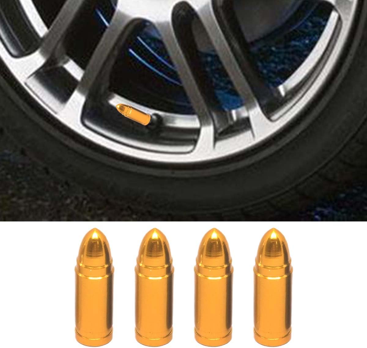 Bullet tyre valve stem caps 4 piece — view 2