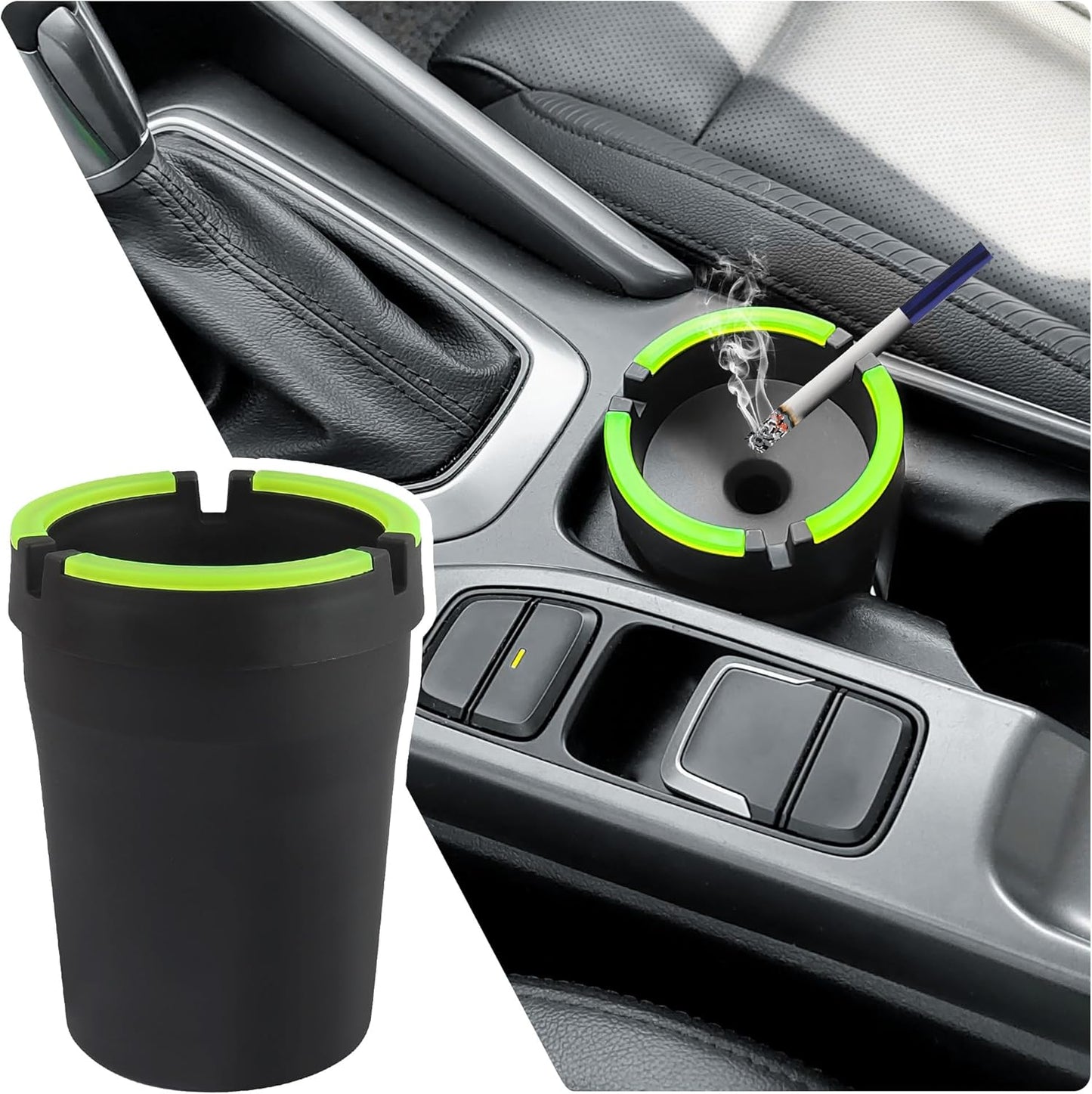 Smokeless car ashtray with lid — view 2