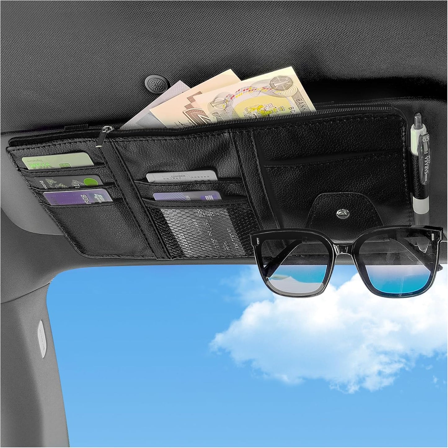 Car visor organiser with zipper — view 2