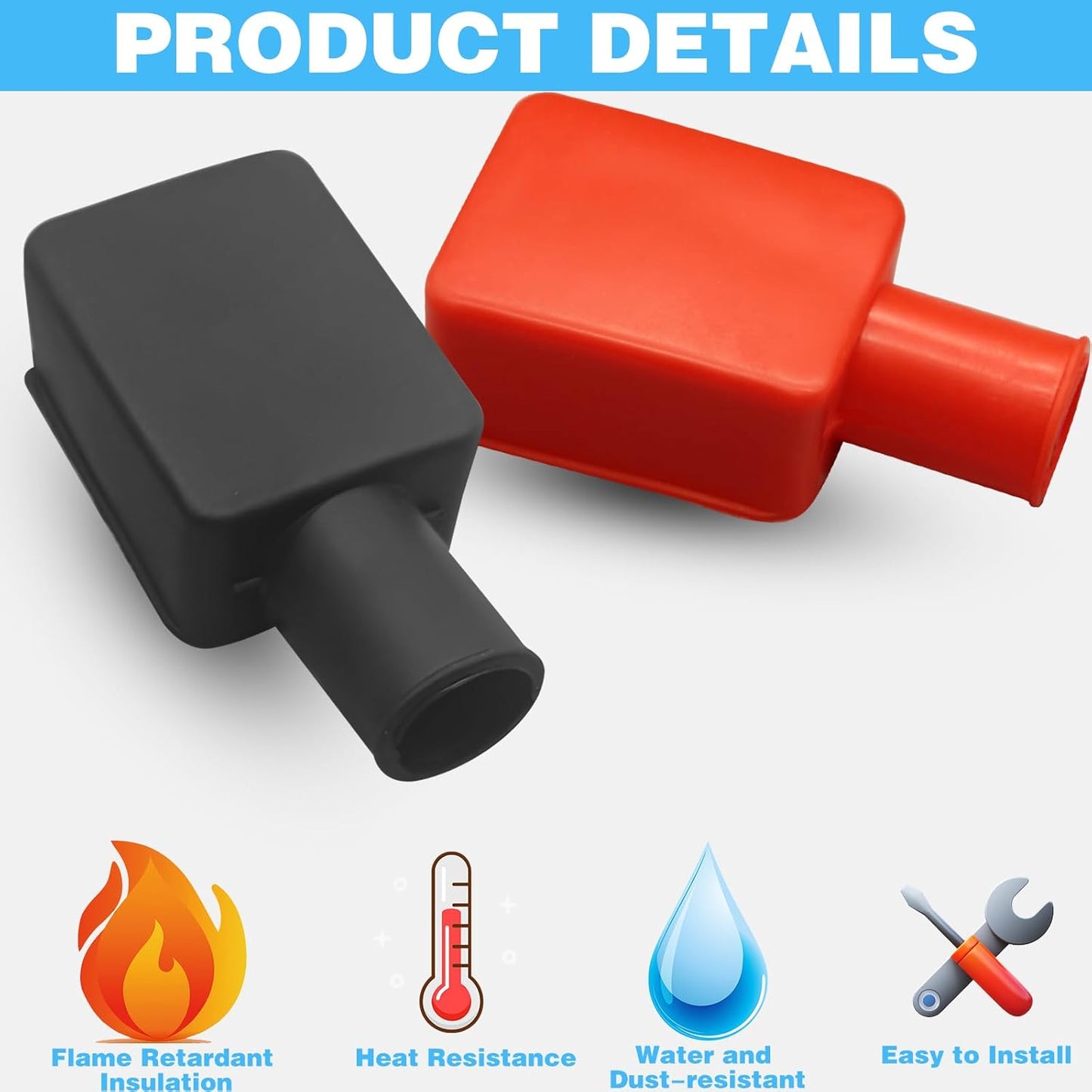 6 pcs rubber battery terminal cover — view 3