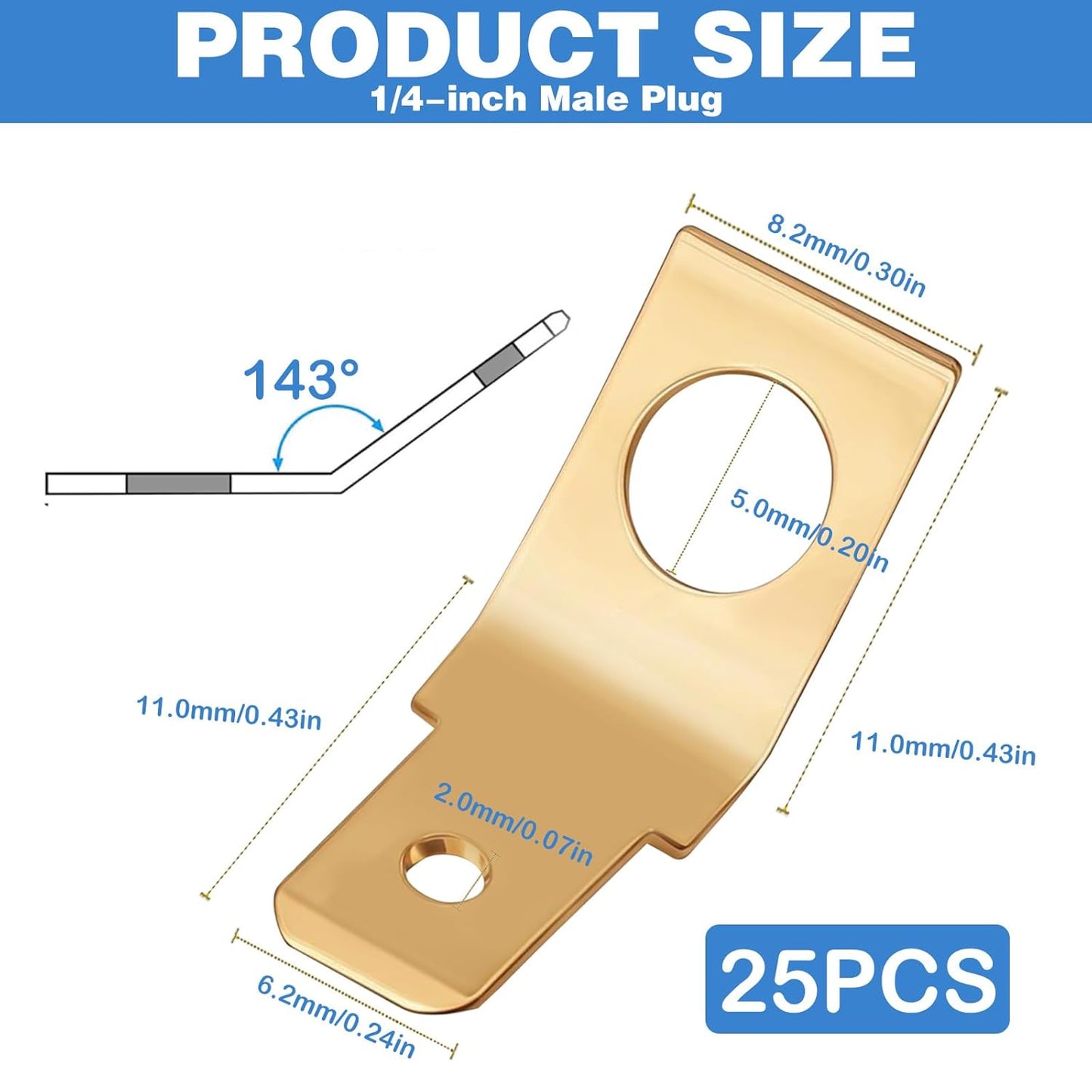 25 pcs male spade wire connectors — view 3