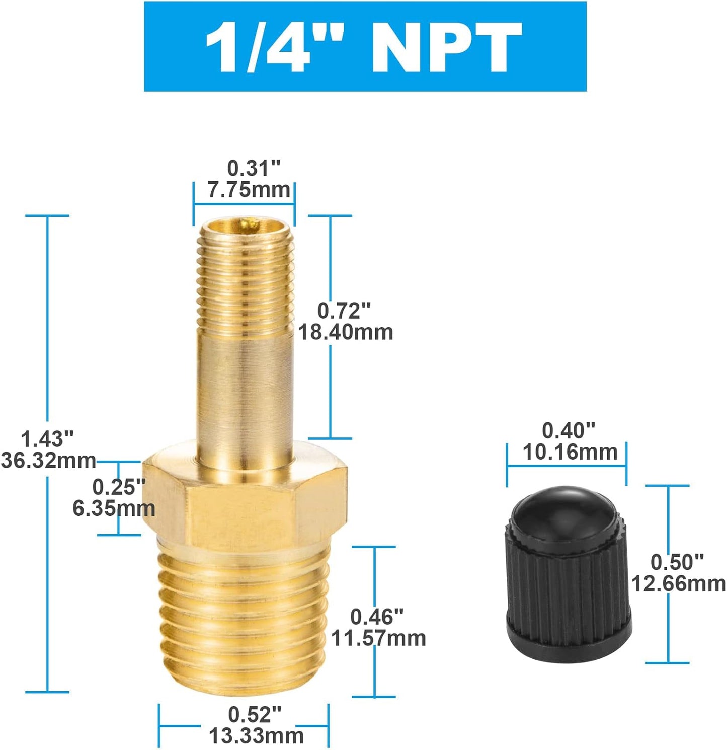 1/4 inch inflation Schrader valve — view 4
