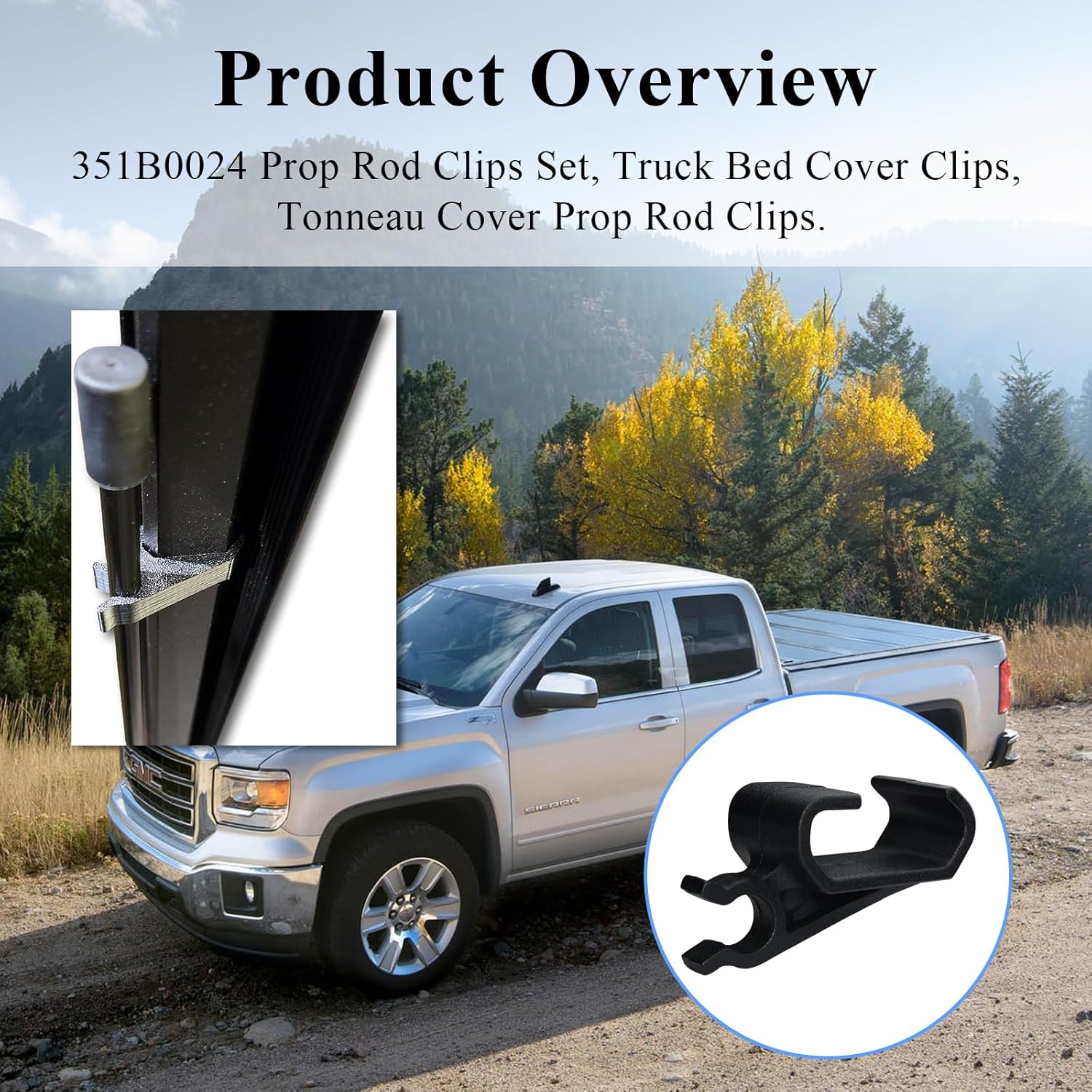 2 pcs tonneau cover prop rod clips — view 3