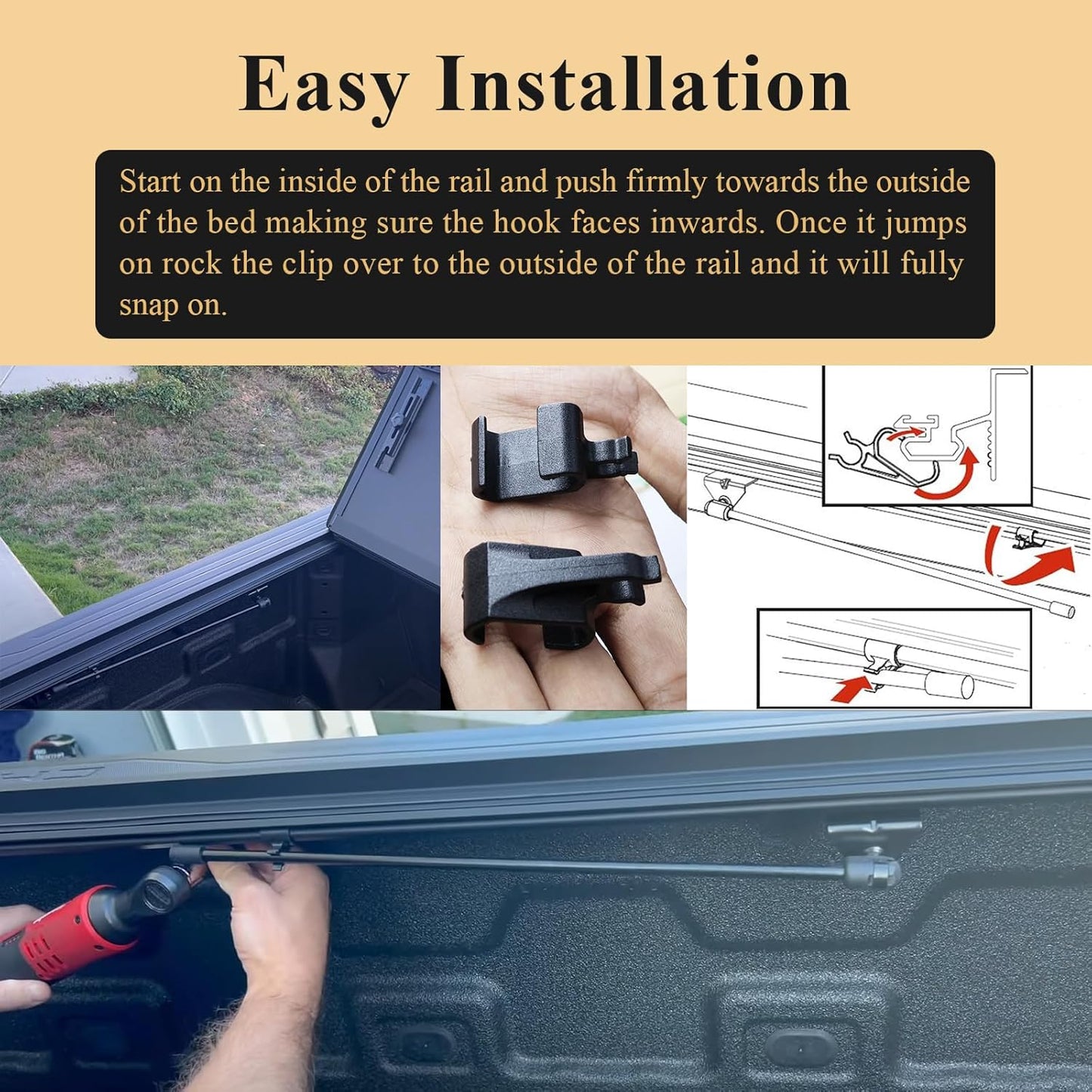 2 pcs tonneau cover prop rod clips — view 7