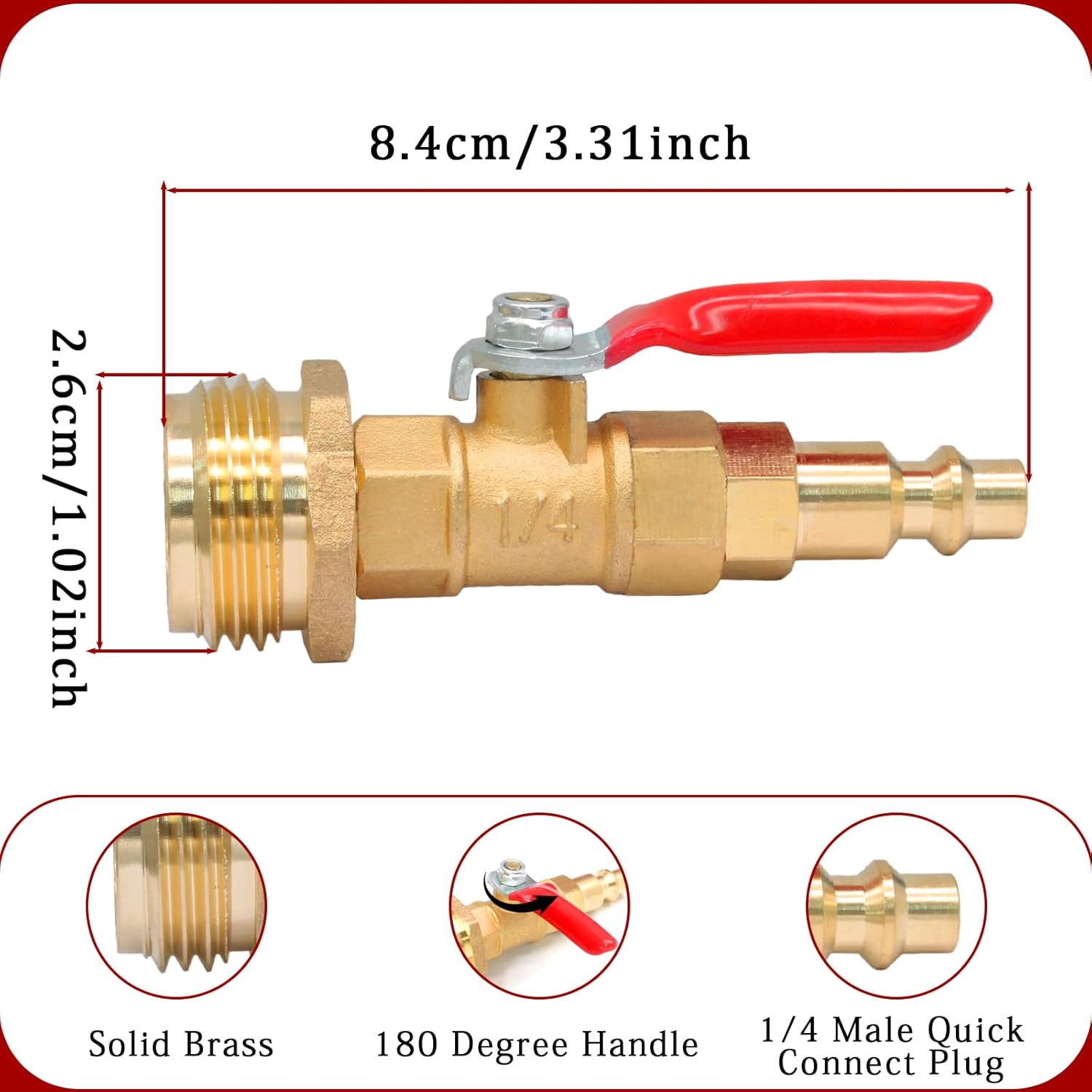Winterize blowout adapter with ball valve — view 4