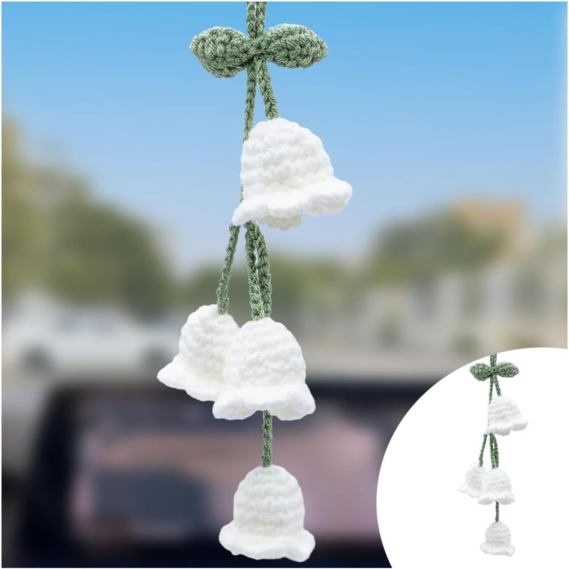 Crochet Suzuran car mirror charm — view 2