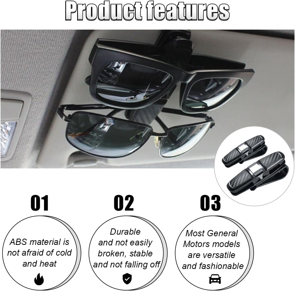 2 pcs car visor glasses holder clips — view 5