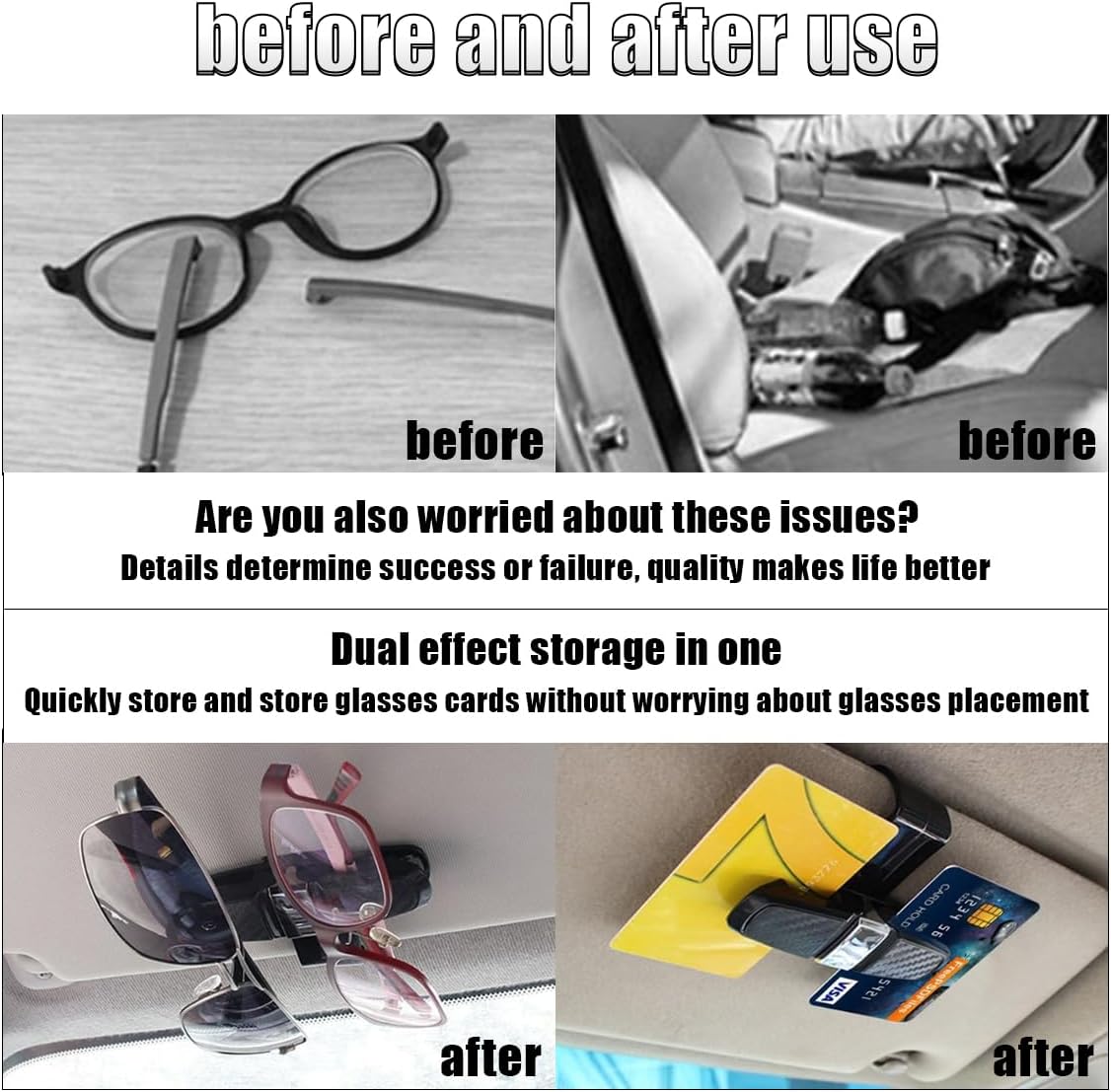 2 pcs car visor glasses holder clips — view 6