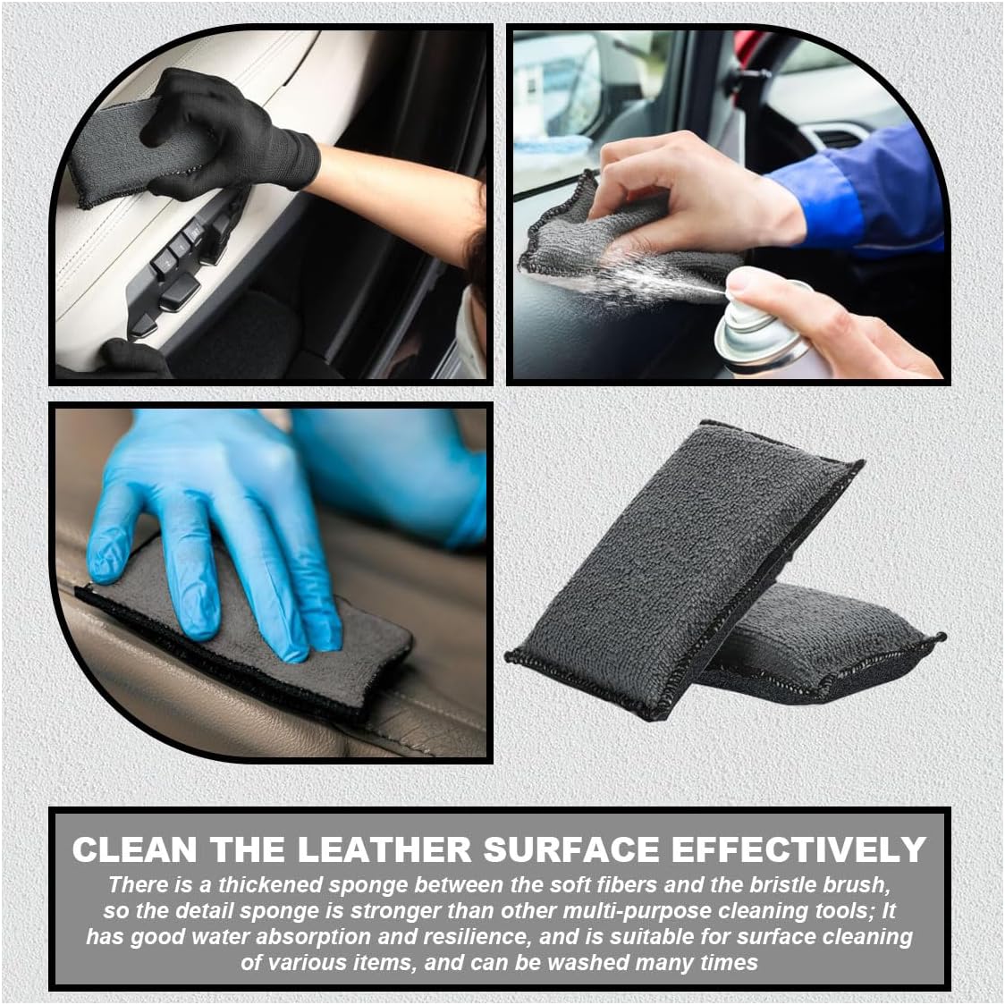 3 pcs car interior scrubbing sponges — view 6