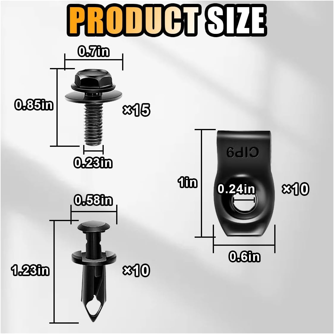 35 pcs car body bolts and U-nut clips — view 3