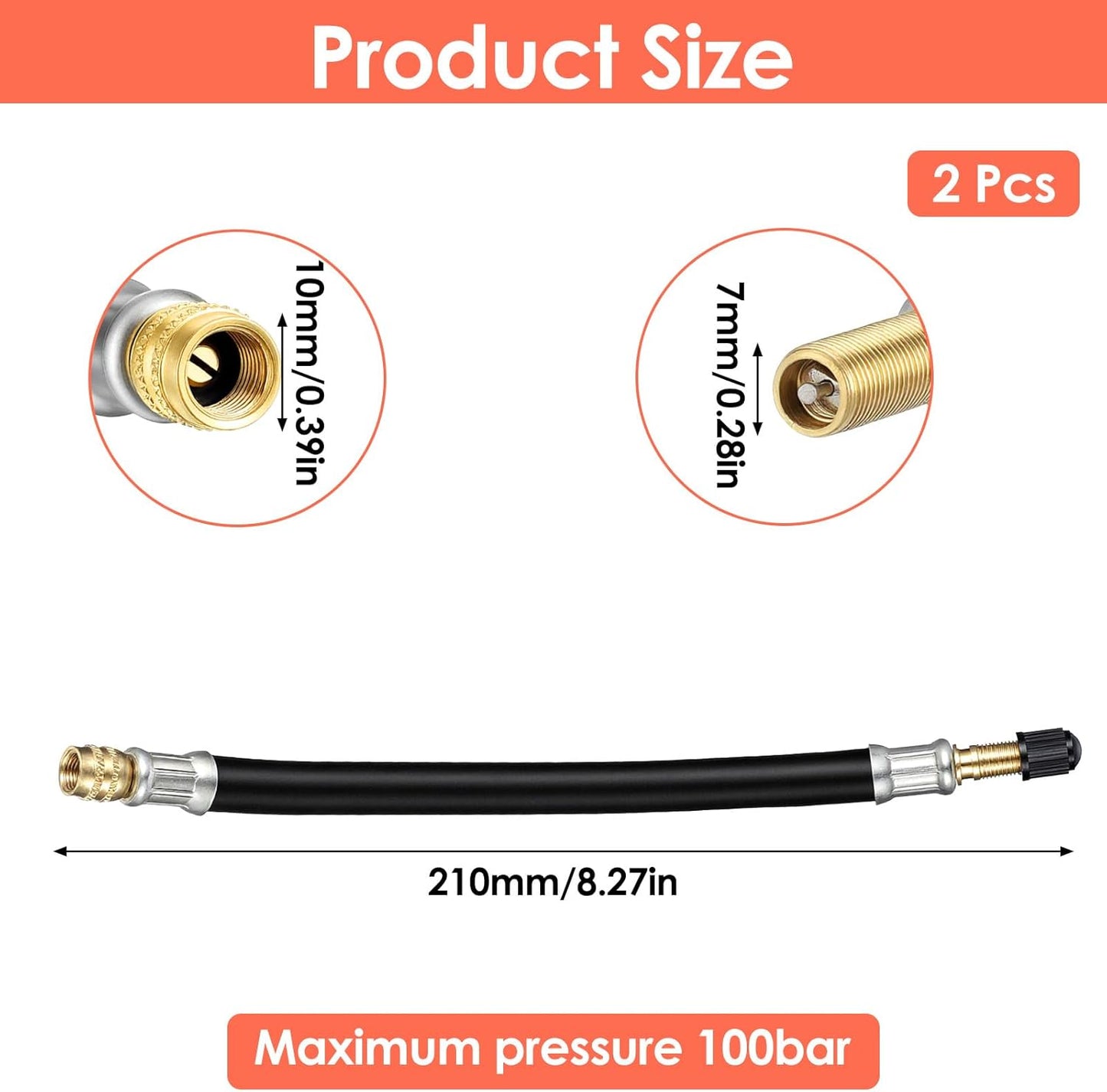 2 pcs 8.25 inch tyre valve extension — view 3