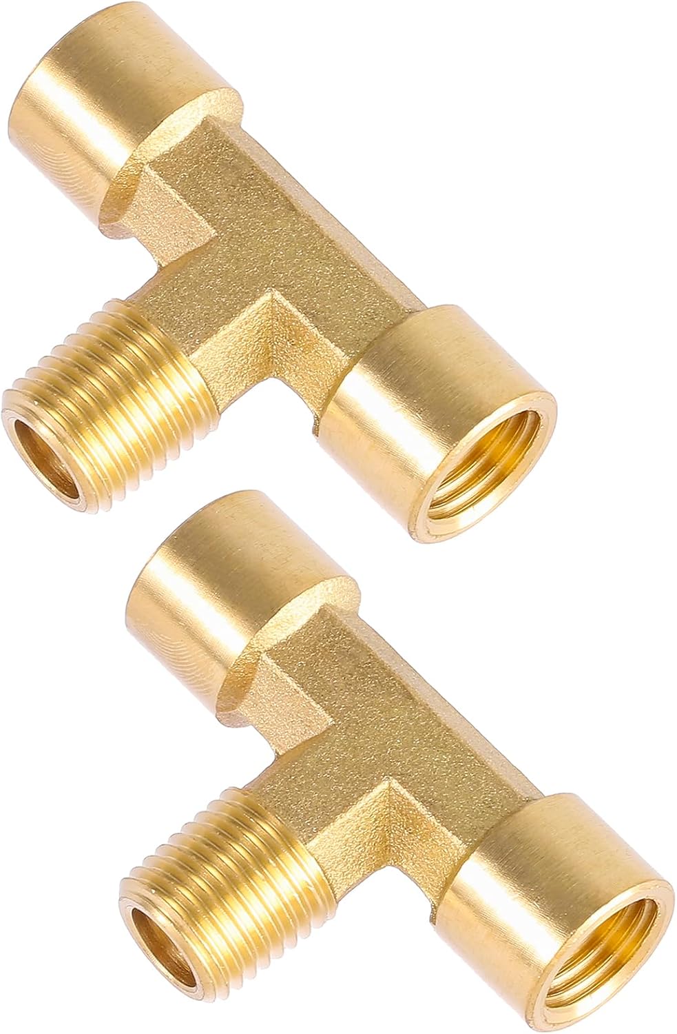 2 Pack 1/4 NPT Brass Tee — view 2