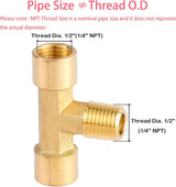 2 Pack 1/4 NPT Brass Tee — view 4