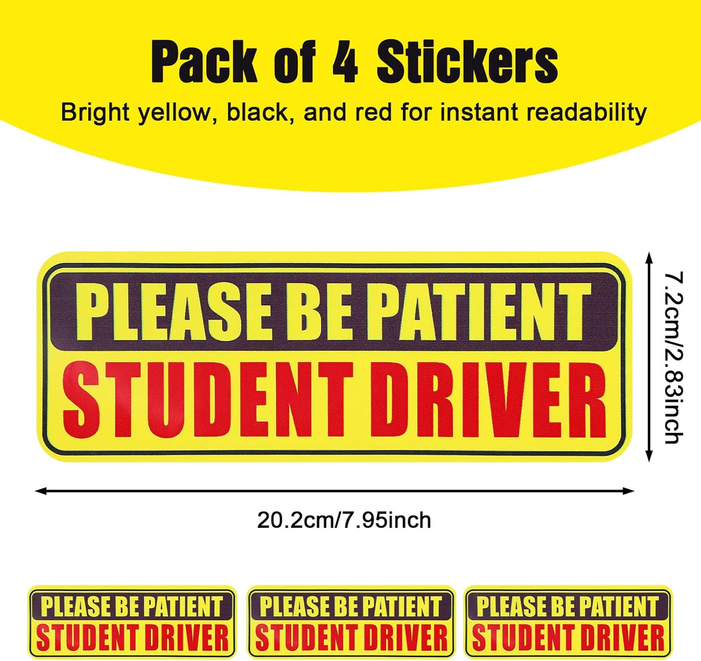 4PCS Student Driver Sticker for Car,Non-Magnetic — view 2