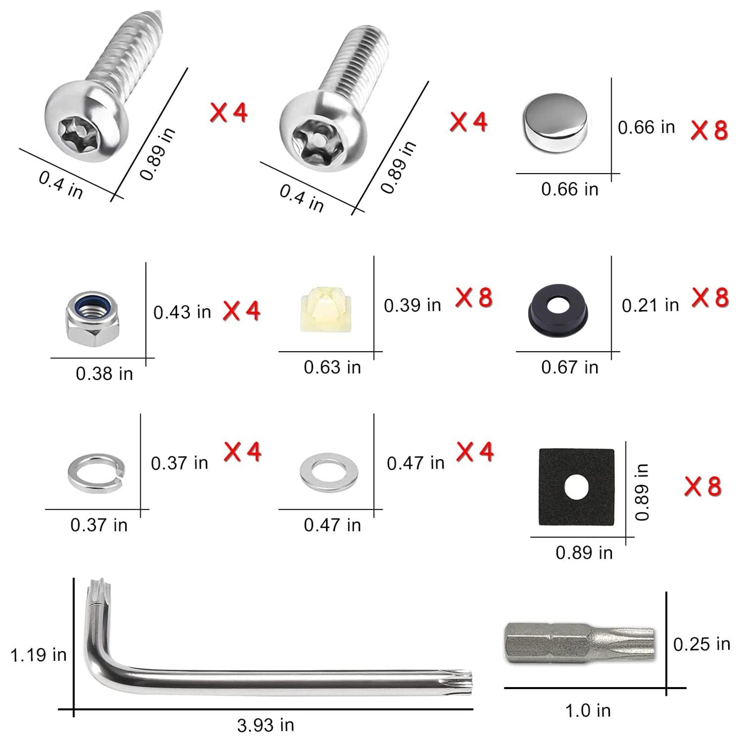 Anti Theft License Plate Screw Kit — view 3