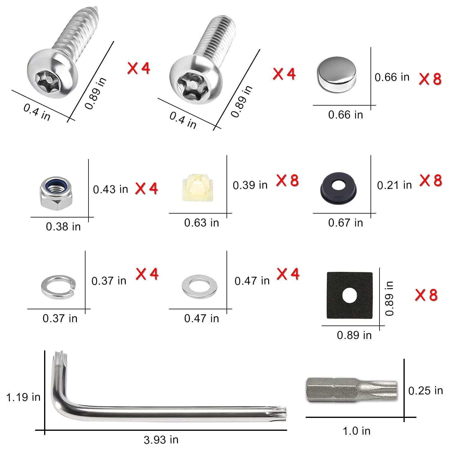 Anti Theft License Plate Screw Kit — view 3