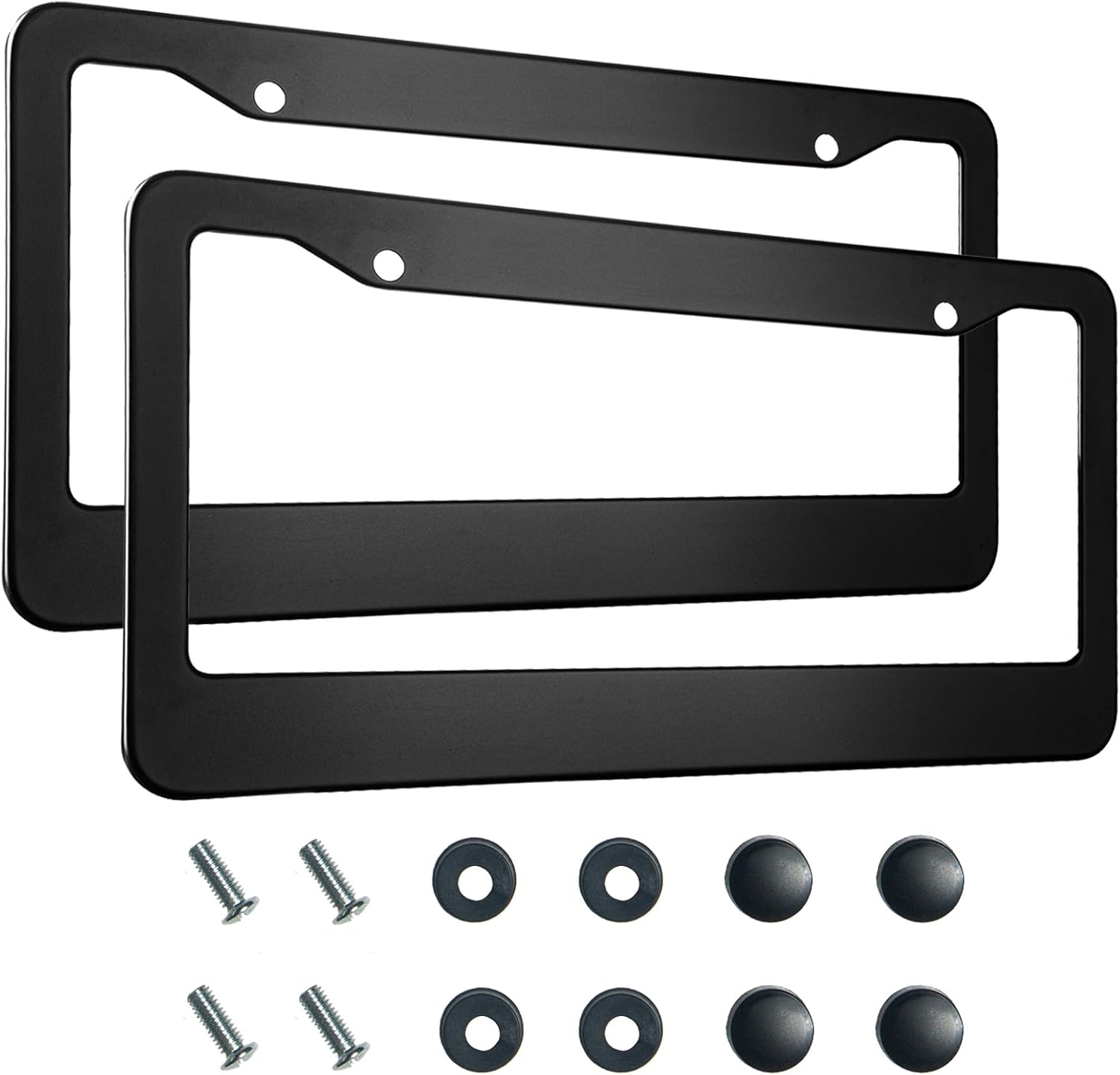 2PCS Matte Black License Plate Frames, — view 2