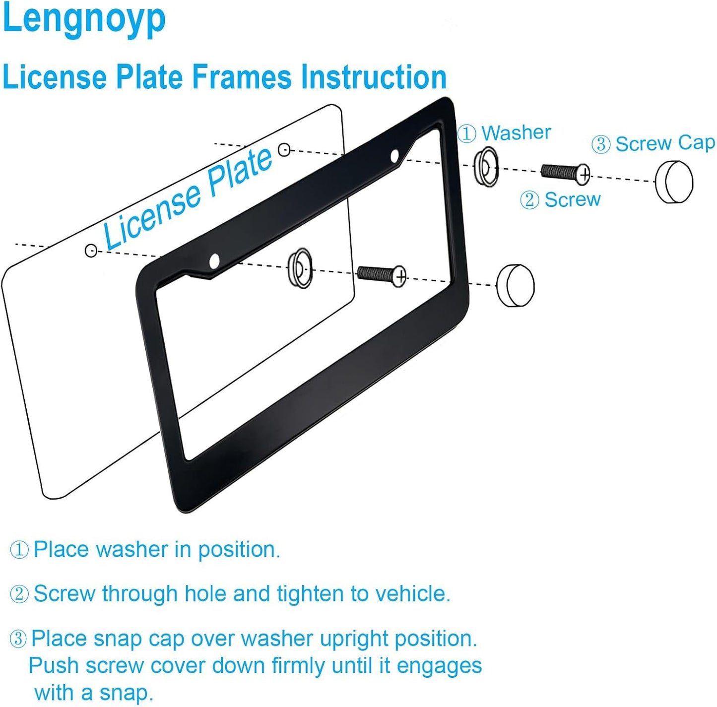 2PCS Matte Black License Plate Frames, — view 7