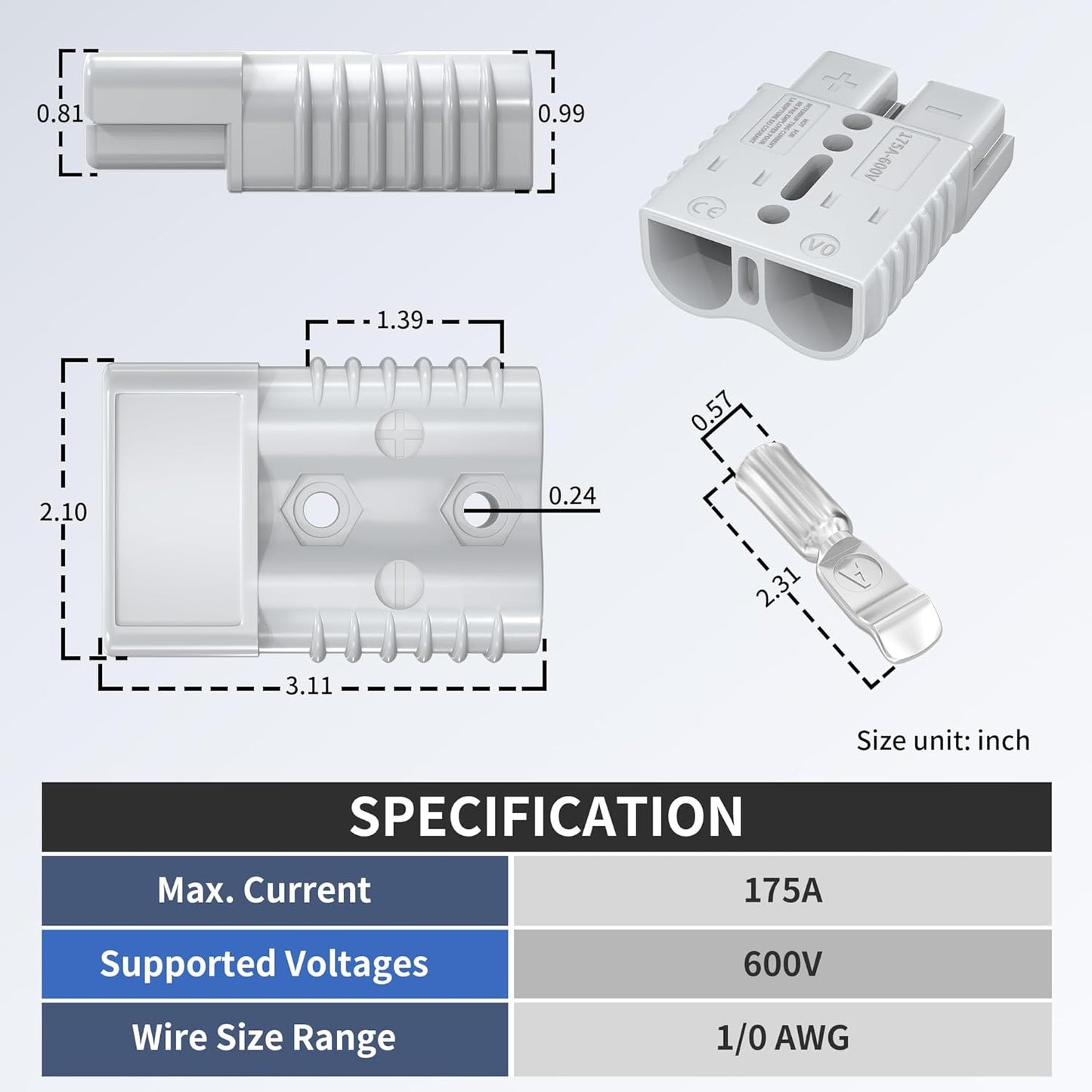 175A battery quick connector — view 3