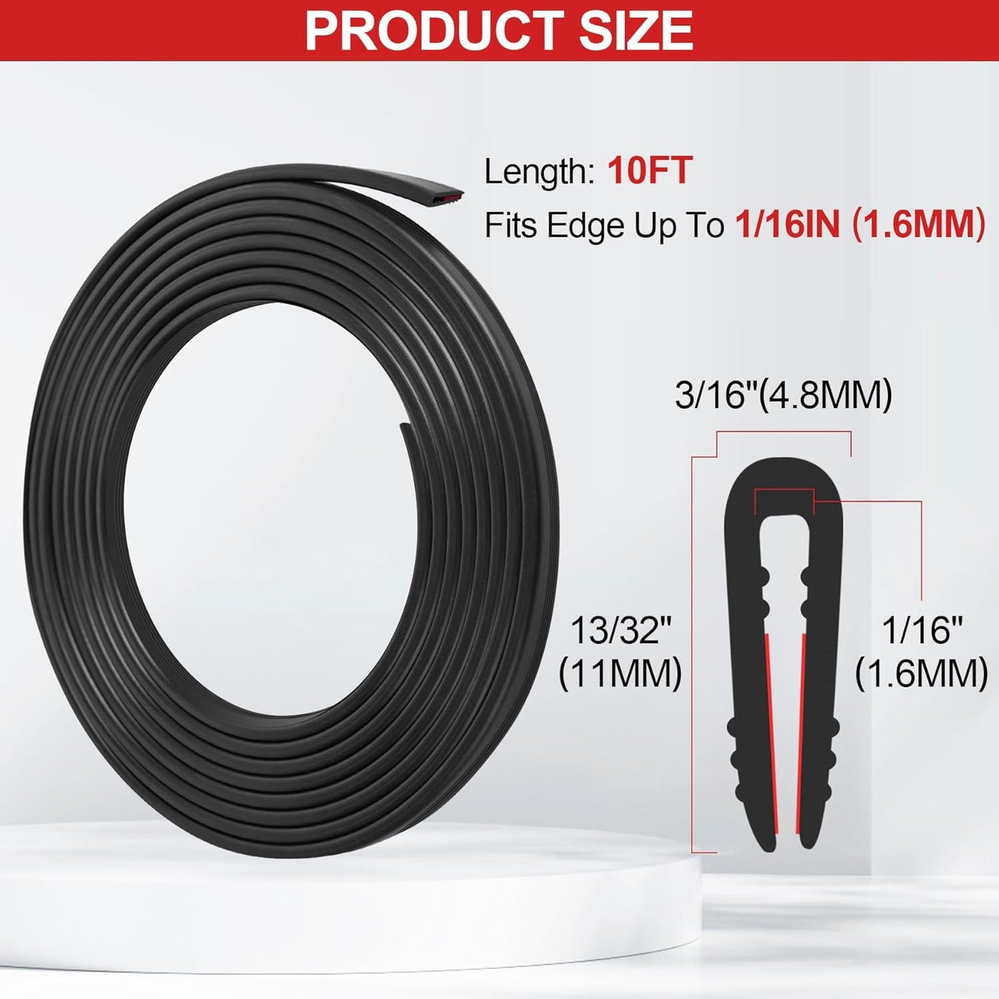 Rubber edge trim U channel 10ft — view 3