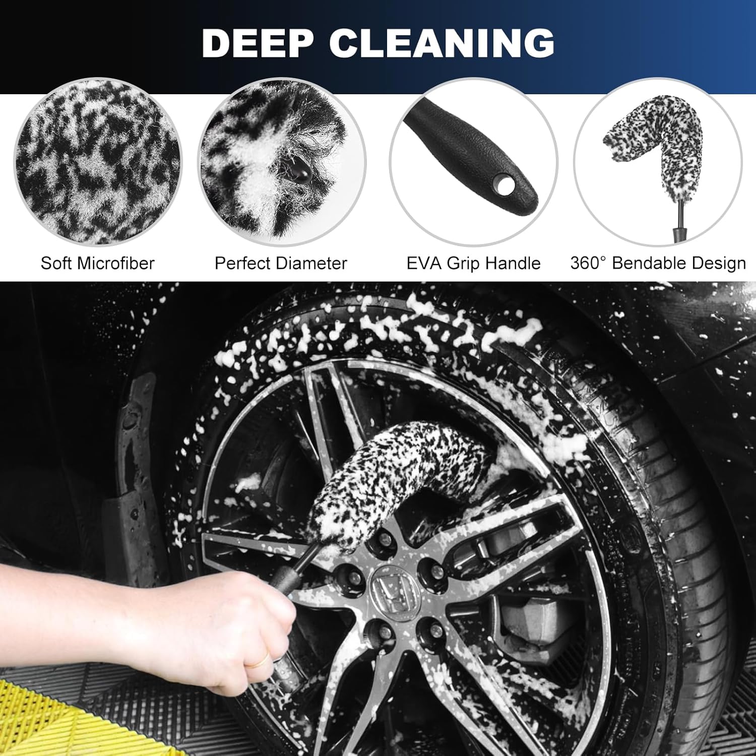 Car wheel and tyre brush set — view 4