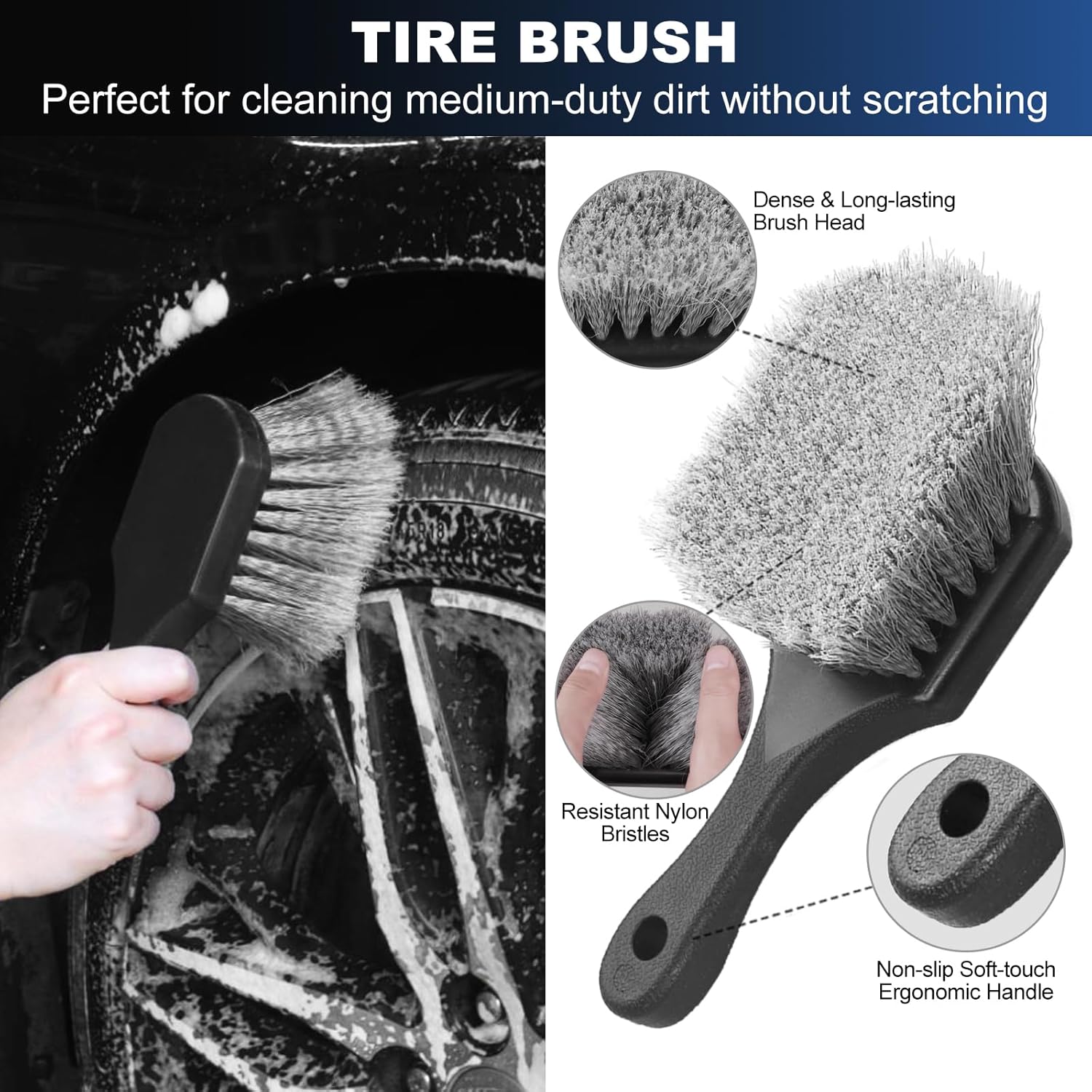 Car wheel and tyre brush set — view 5