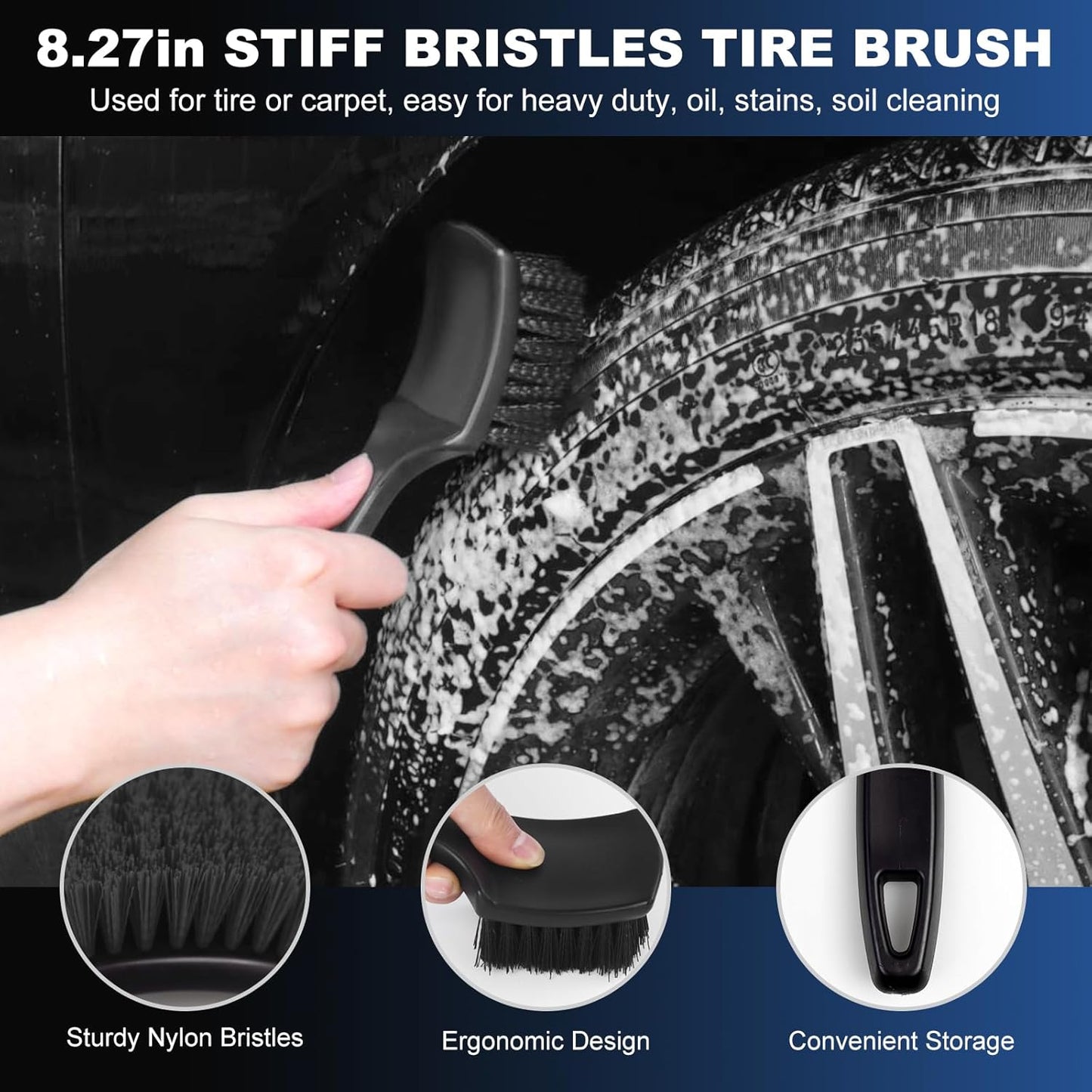 Car wheel and tyre brush set — view 6