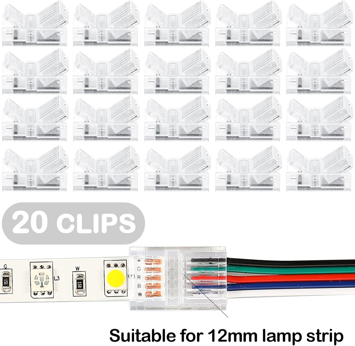 5-pin LED strip connectors 20 piece — view 3