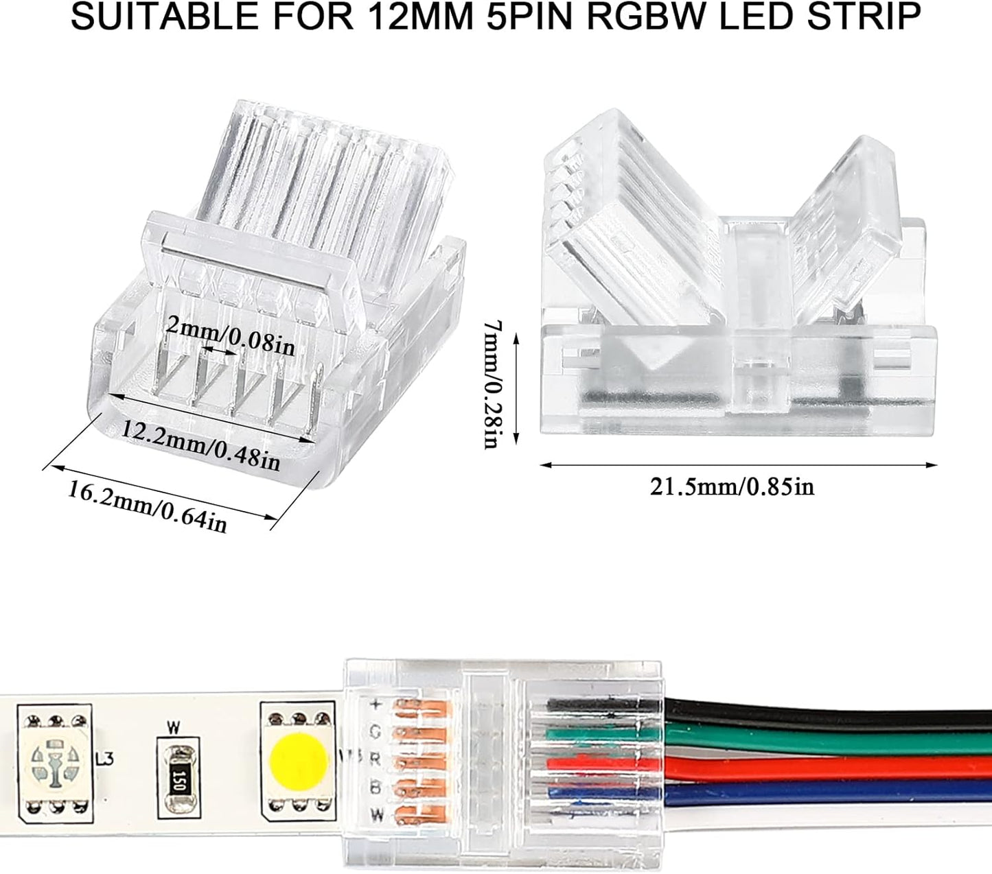 5-pin LED strip connectors 20 piece — view 4