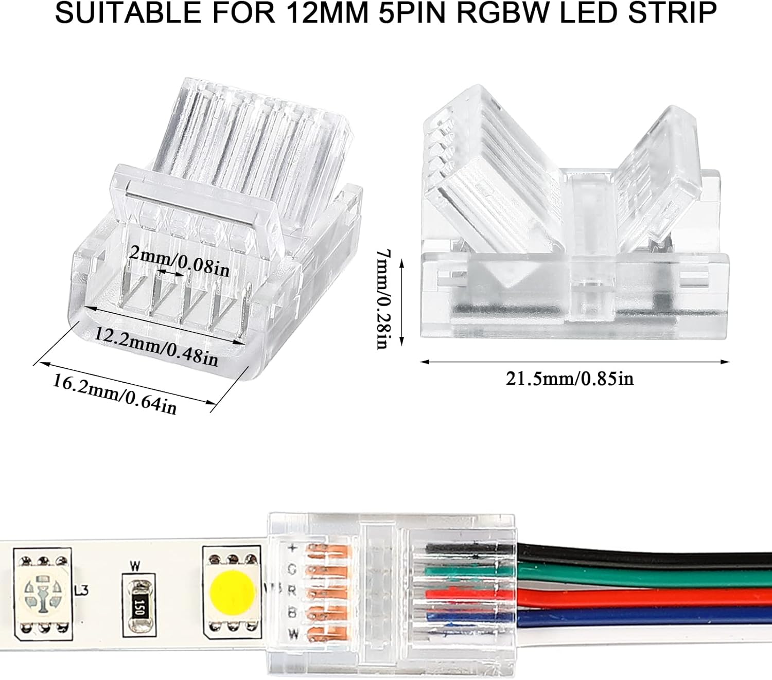 5-pin LED strip connectors 20 piece — view 4